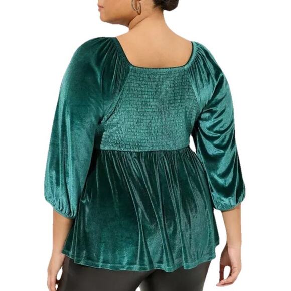 Torrid Velvet Corset Peplum Top Womens 5X Green Stretch Holiday Retro Romantic - Picture 2 of 16